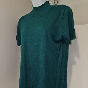 Linea Pelle Blue Fitted Short Sleeve T-Shirt with Mandarin Collar